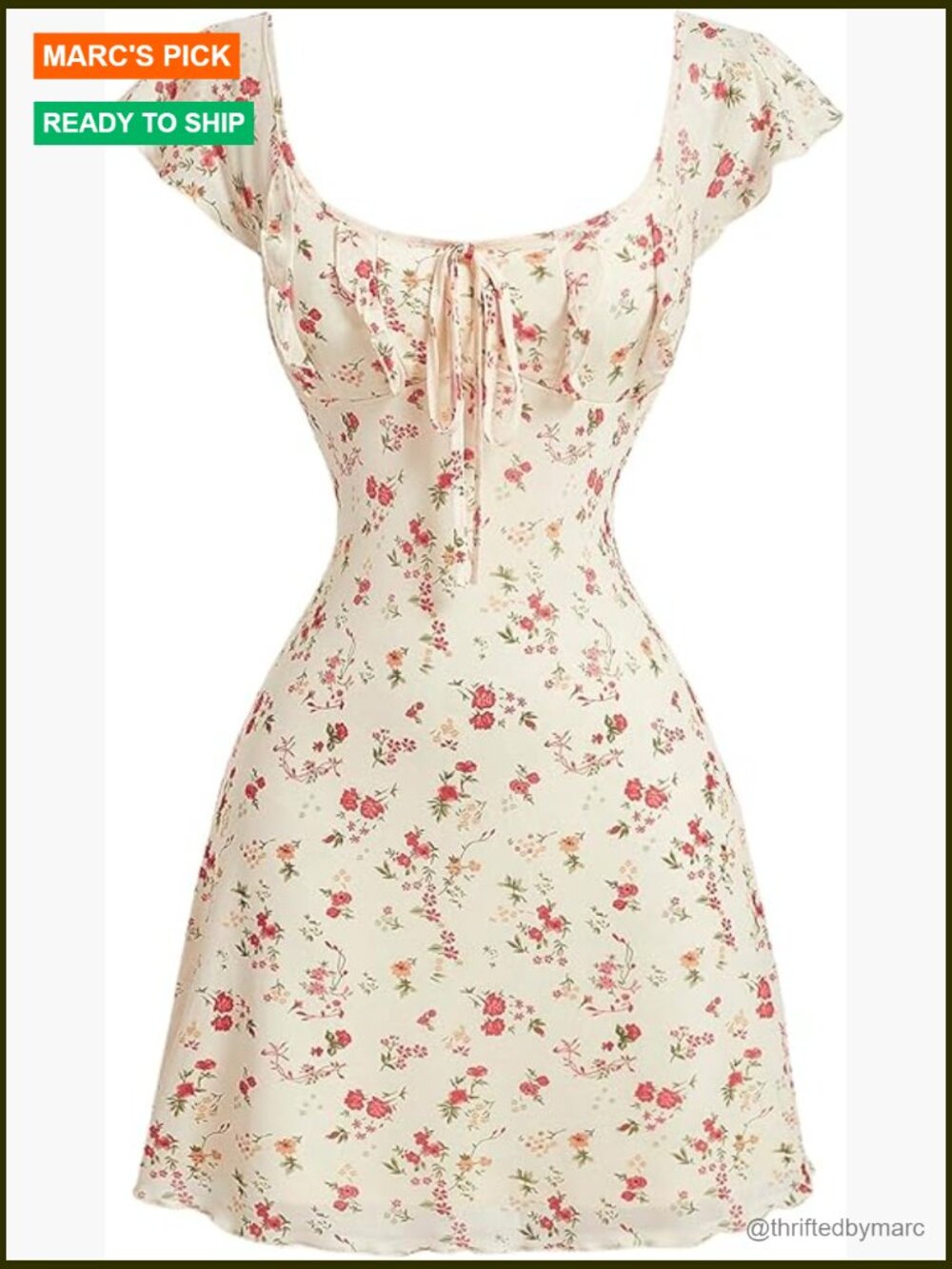 Boho Floral Puff Sleeve Mini Dress with Knot Front